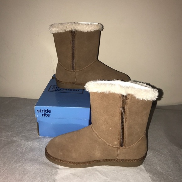 Stride Rite Chestnut Fur-Lined Boots big girls size 5 - Picture 1 of 4